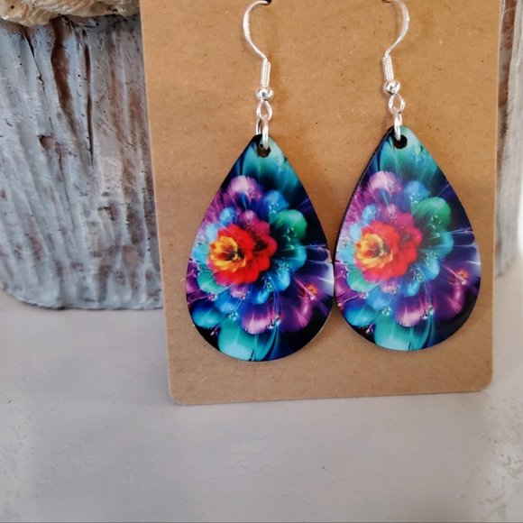 Bright Beautiful Flower Teardrop Earrings - Picture 1 of 6